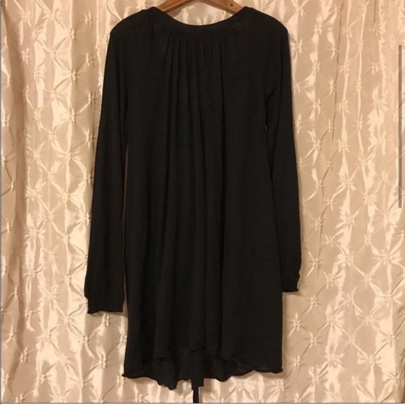 Free People Black Knit V Neck Tunic Sweater Dress Cashmere - Picture 4 of 11